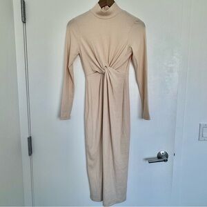 Size Small Women’s Epoque Evolution Elegant Cream Long-Sleeve Ribbed Twist Dress